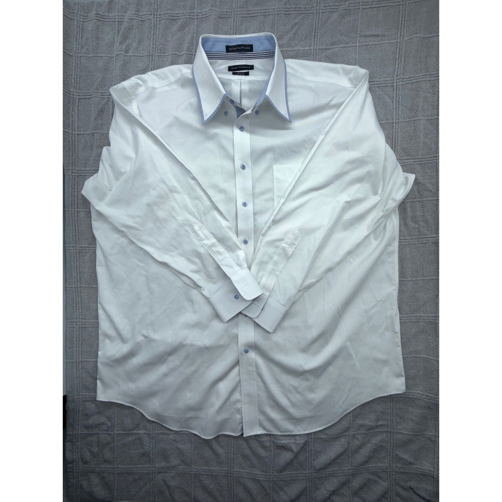 Paul Fredrick Mens 18.5 x 34 Classic Fit Non-Iron White Cotton Dress Shirt